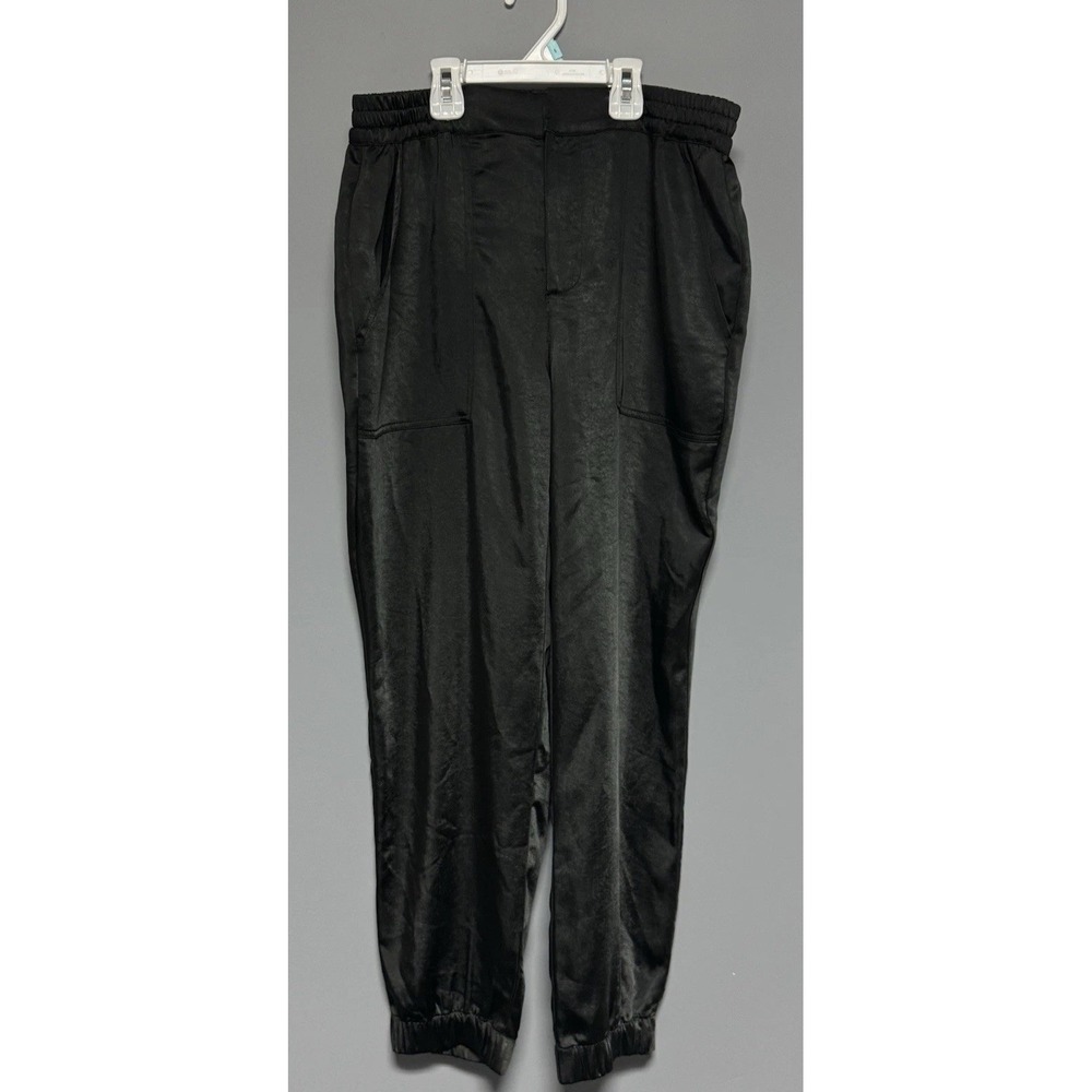 Sanctuary "Shine Jogger" Size 29 Black Satin-Look Joggers NWT Elastic‎ Cuff $119